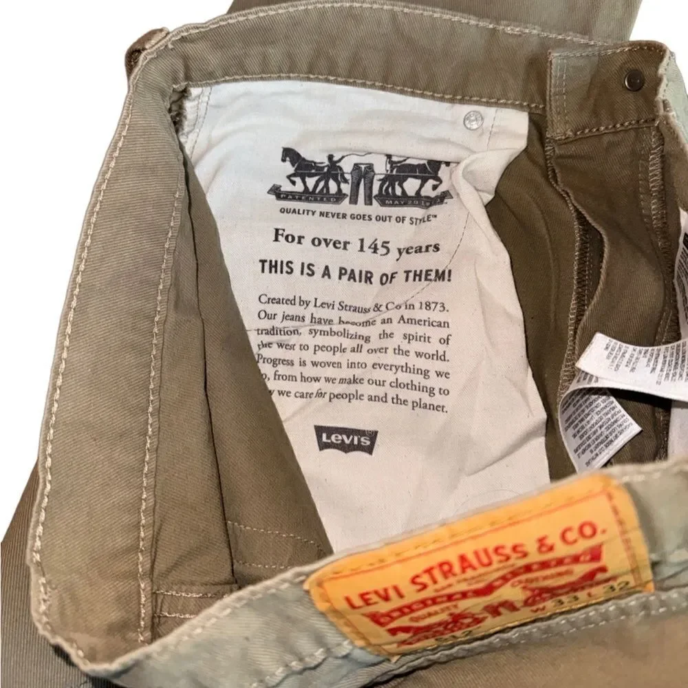 Levi's Men's 512 Taper Fit Straight Leg Jeans in Tan Neautral Size 33x32